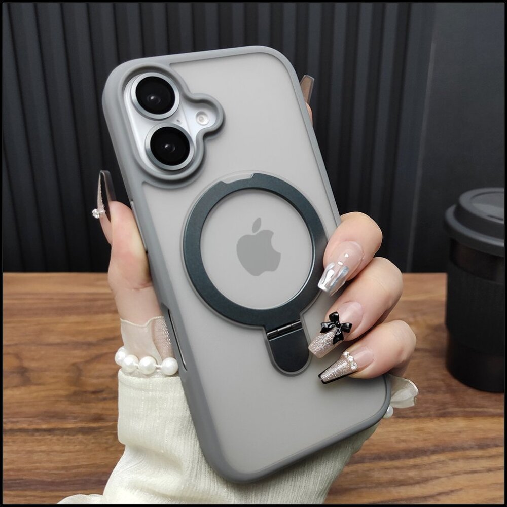 Light Gray Frosted Case with Magnetic Ring Stand